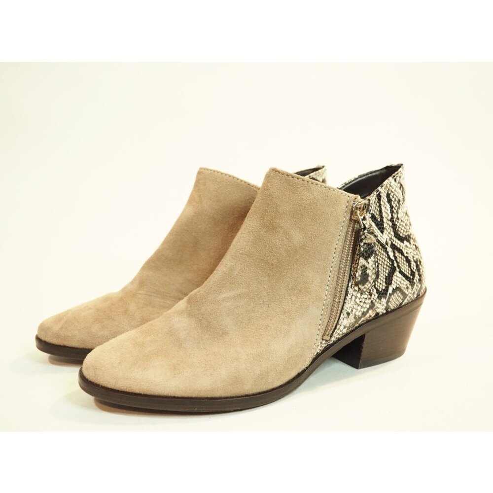 Cole Haan Snakeskin Tan Suede Zipper Ankle Boots, Size 7 (US)